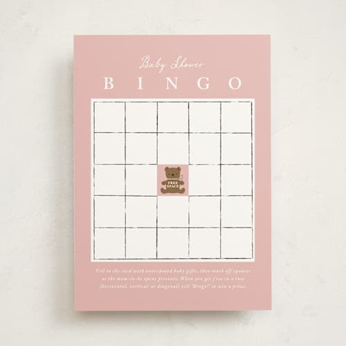 This is a rose baby shower game cards with standard by mo kelley called beary cute printing on signature in standard