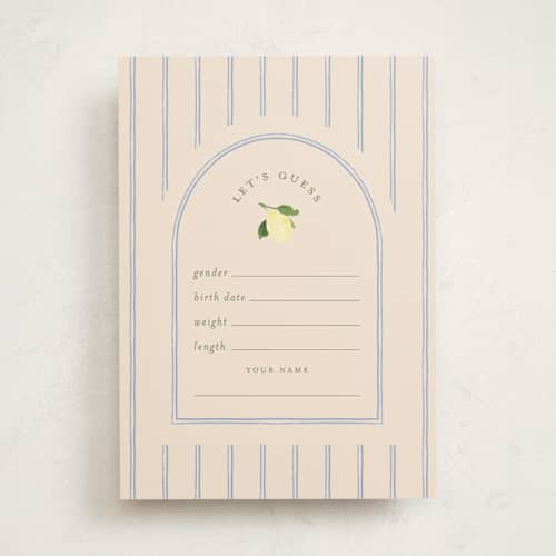 This is a rome baby shower game activity cards with standard by Claudia Orengo called limoncello printing on signature in standard