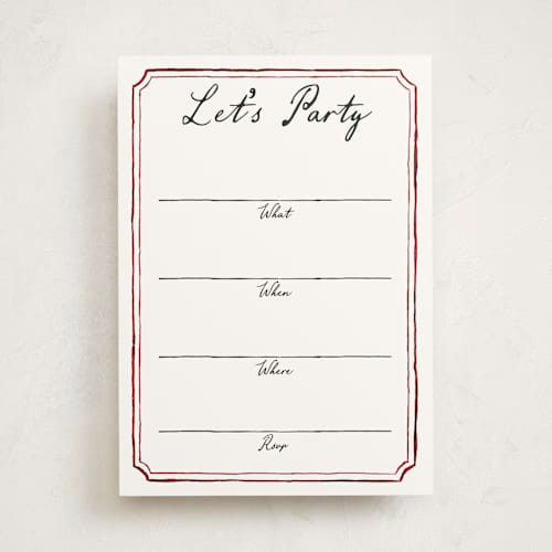 This is a wine blank hosting stationery with standard by Cass Loh called handwritten printing on signature in standard