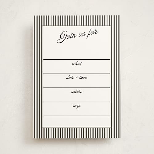 This is a raven blank hosting stationery with standard by Morgan Kendall called vintage hotel printing on signature in standard