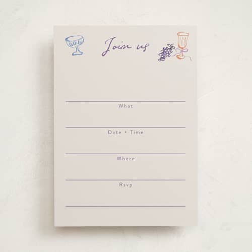 This is a hydrangea blank hosting stationery with standard by Cass Loh called tablescape drawing printing on signature in standard