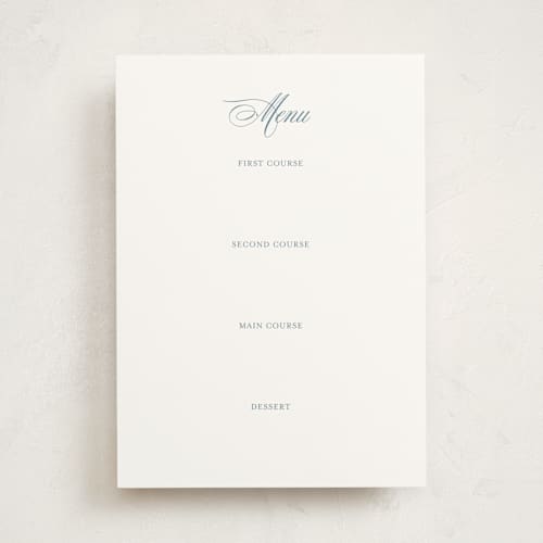 This is a dusty blue blank hosting stationery with standard by Jennifer Postorino called empire printing on signature in standard