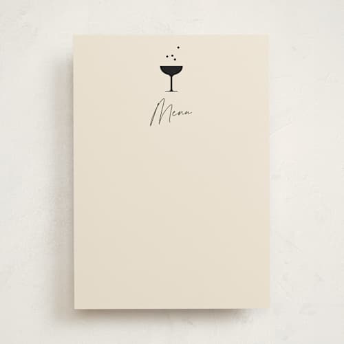 This is a champagne blank hosting stationery with standard by mo kelley called a little shindig printing on signature in standard