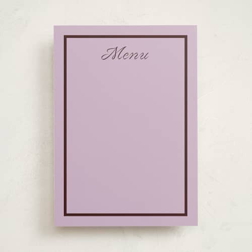 This is a plum blank hosting stationery with standard by Megan Davis called cotillion printing on signature in standard