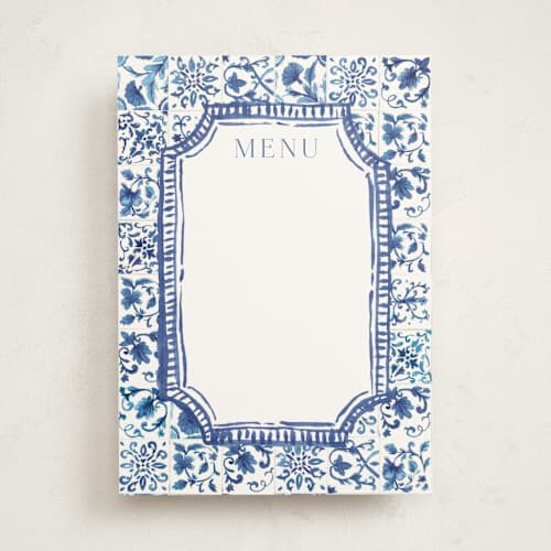 This is a cerulean blank hosting stationery with standard by Jenna Holcomb called amalfi coast printing on signature in standard