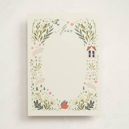 This is a sand blank hosting stationery with standard by Hannah Williams called easter village printing on signature in standard