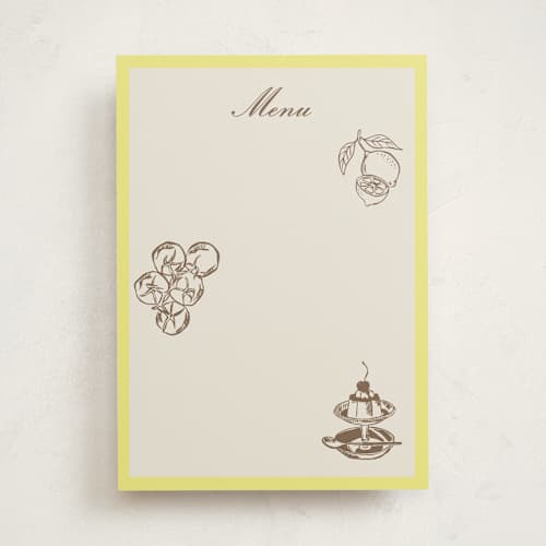 This is a limone blank hosting stationery with standard by Megan Davis called campania printing on signature in standard