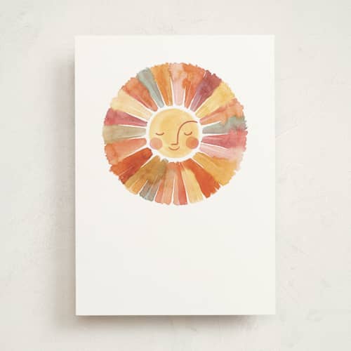 This is a sunny greeting cards with standard by Sara Berrenson called sun face printing on signature in greeting cards