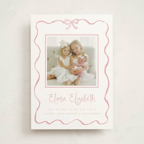 This is a rose birth announcements with standard by Cass Loh called quirky fun printing on doublethick in photo_mount
