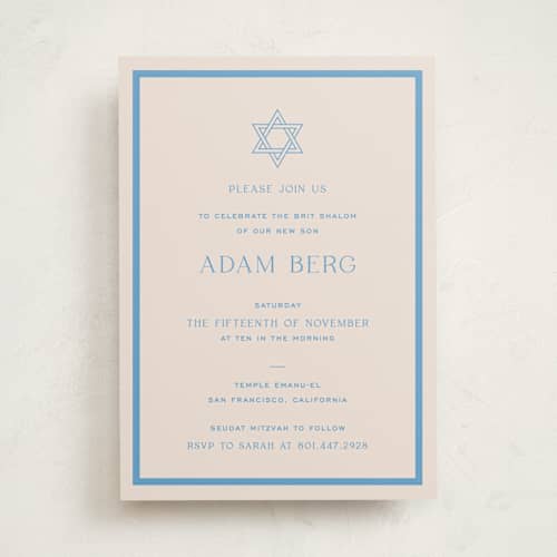 This is a bluebell bris baby naming invitations with standard by Megan Davis called racquet printing on signature in standard