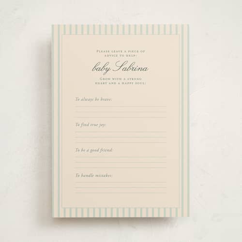 This is a ciel baby shower game activity cards with standard by Sabrin Deirani called maison de rêves printing on signature in standard