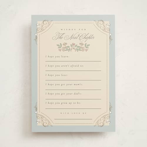 This is a pastel toile baby shower game activity cards with standard by Ana de Sousa called le cheval d’enfance printing on signature in standard