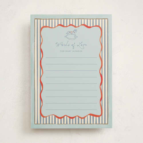This is a powder baby shower game activity cards with standard by Vera Lim called vintage horse printing on signature in standard