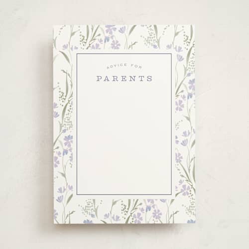 This is a lilac baby shower activity cards with standard by Erin L. Wilson called lottie printing on signature in standard