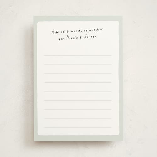 This is a mint baby shower activity cards with standard by Lea Delaveris called bring diapers printing on signature in standard