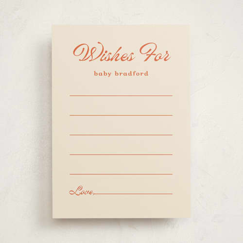 This is a peony baby shower game activity cards with standard by Lisa McLean called tulip printing on signature in standard