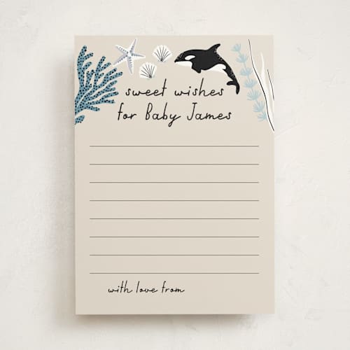 This is a ocean baby shower game activity cards with standard by Alethea and Ruth called under the sea creatures printing on signature in standard