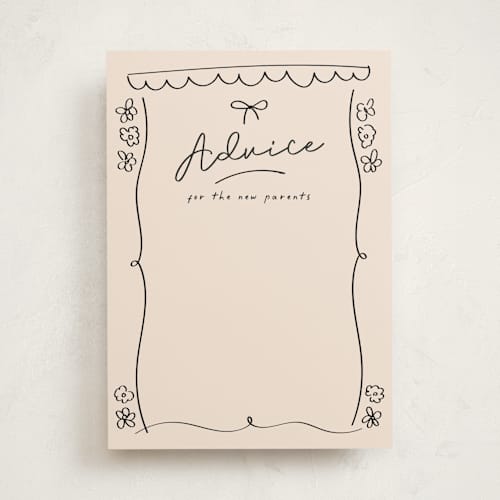 This is a blush baby shower activity cards with standard by Ashley Iwafuchi called oh bebe printing on signature in standard