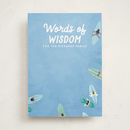 This is a aqua baby shower game activity cards with standard by Jessie Steury called baby on board printing on signature in standard