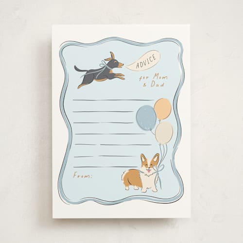 This is a fur baby shower activity cards with standard by Erin German called party puppies printing on signature in standard
