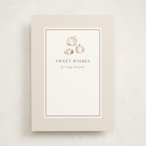 This is a acorn baby shower activity cards with standard by Rebecca Durflinger called autumn toile printing on signature in standard