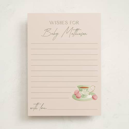This is a framboise baby shower activity cards with standard by Jamie Alexander called a baby is brewing printing on signature in standard