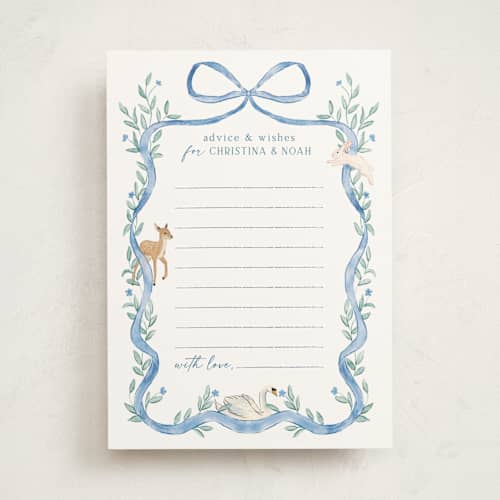This is a blueberry baby shower activity cards with standard by Elly called ribbon garden printing on signature in standard