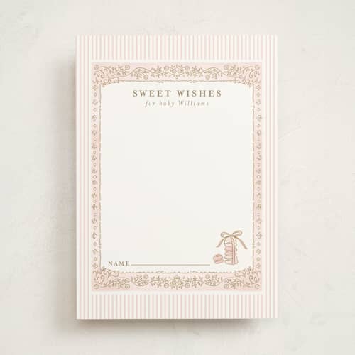 This is a cotton candy baby shower activity cards with standard by Jenna Holcomb called bebe printing on signature in standard