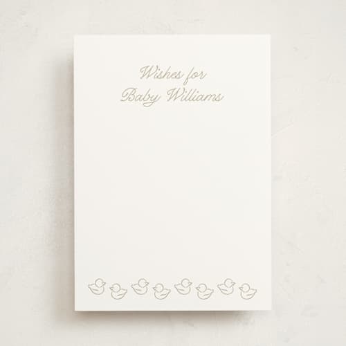 This is a hydrangea baby shower activity cards with standard by Tamara Hilje called baby duck printing on signature in standard