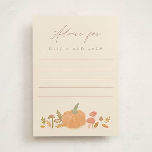 This is a latte baby shower activity cards with standard by Creo Study called little pumpkin printing on signature in standard