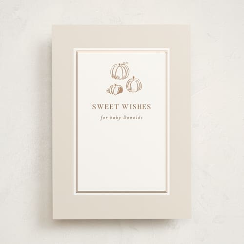 This is a acorn baby shower game activity cards with standard by Rebecca Durflinger called autumn toile printing on signature in standard