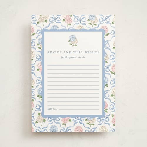 This is a cloud baby shower game activity cards with standard by Sarah Knight called martha printing on signature in standard