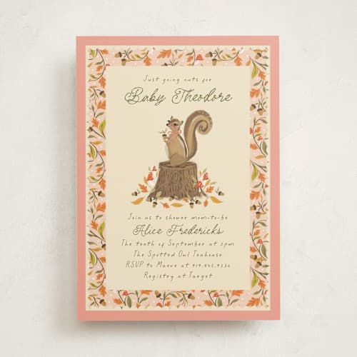 This is a pink lemonade baby shower invitations with standard by Jackie Crawford called nuts for baby printing on signature in standard