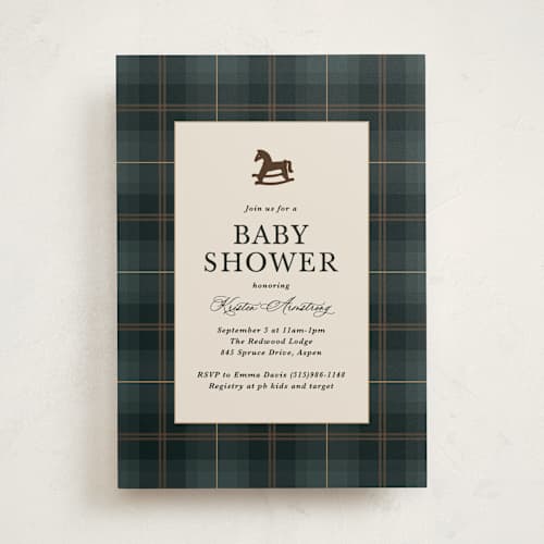 This is a juniper baby shower invitations with standard by Kate Ahn called wesley printing on signature in standard