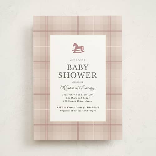 This is a blush baby shower invitations with standard by Kate Ahn called wesley printing on signature in standard