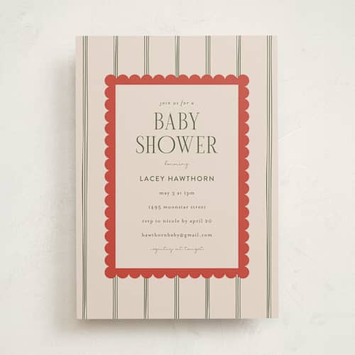 This is a taupe baby shower invitations with standard by Ashlee Townsend called prep room printing on signature in standard