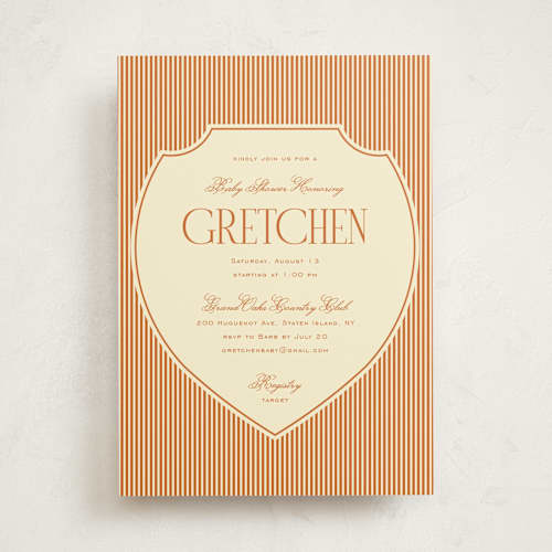 This is a citrus baby shower invitations with standard by Ashlee Townsend called the club crest printing on signature in standard