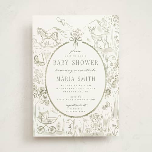 This is a sage baby shower invitations with standard by Petra Kern called adventure printing on signature in standard