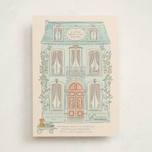 This is a ciel baby shower invitations with standard by Sabrin Deirani called maison de rêves printing on signature in standard