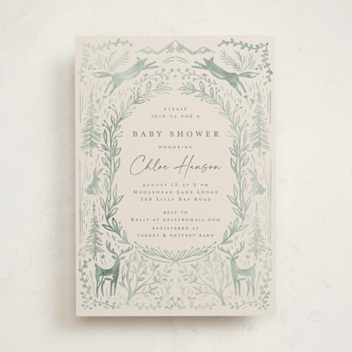 This is a sage baby shower invitations with standard by Petra Kern called the story begins printing on signature in standard