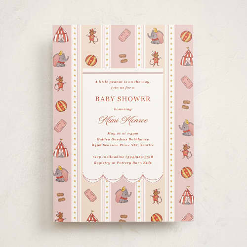 This is a cotton candy baby shower invitations with standard by Corinne Malesic called disney's dumbo circus printing on signature in standard