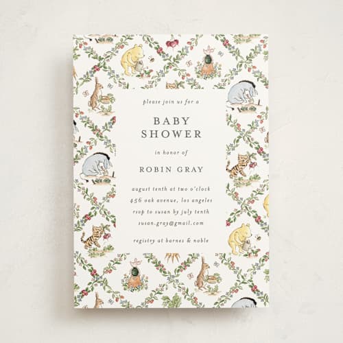 This is a garden baby shower invitations with standard by Sarah Knight called disney rabbit's garden printing on signature in standard