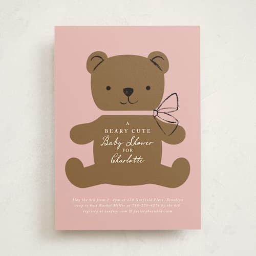 This is a rose baby shower invitations with standard by mo kelley called beary cute printing on signature in standard