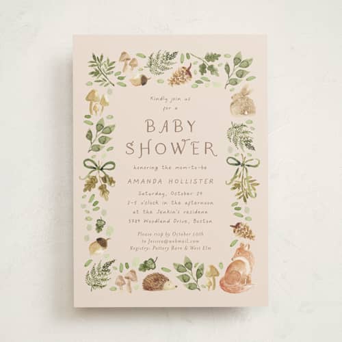 This is a sand baby shower invitations with standard by frau brandt called forest baby shower printing on signature in standard