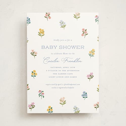 This is a wildflower baby shower invitations with standard by Paper Raven Co. called sweetie printing on signature in standard