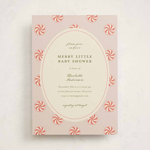 This is a peppermint baby shower invitations with standard by Stephanie Heinrich Godbout called peppermint printing on signature in standard