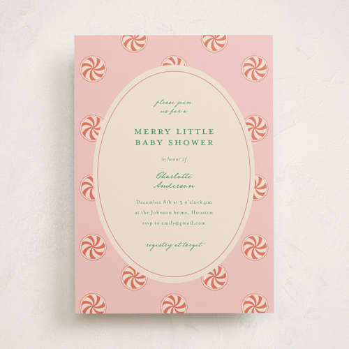 This is a ballet slipper baby shower invitations with standard by Stephanie Heinrich Godbout called peppermint printing on signature in standard