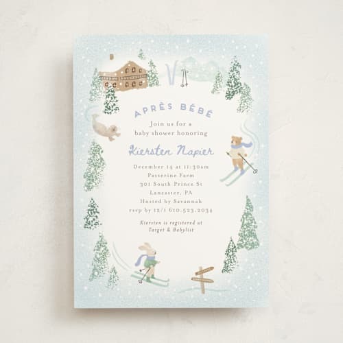 This is a frost baby shower invitations with standard by Jennifer Wick called apres bebe printing on signature in standard