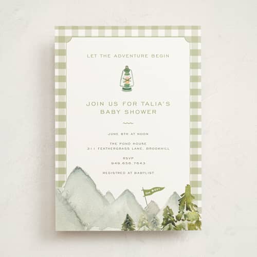 This is a forest baby shower invitations with standard by Reilly Kavanaugh called woodland baby shower printing on signature in standard