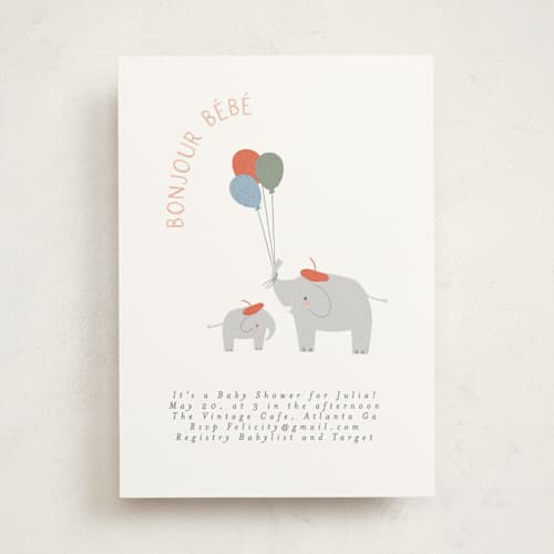 This is a berry baby shower invitations with standard by Angela Thompson called bonjour balloons printing on signature in standard